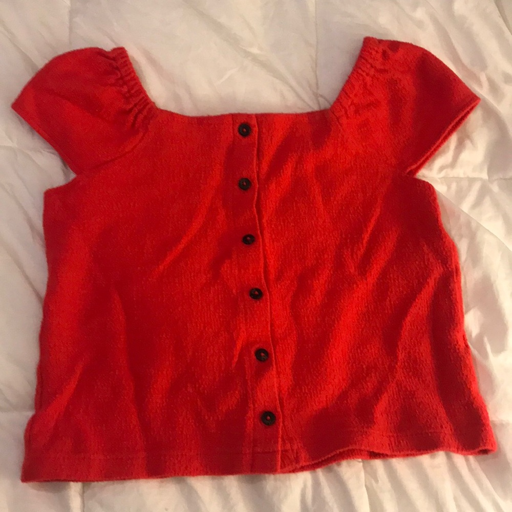 Madewell cap sleeve button front top, M